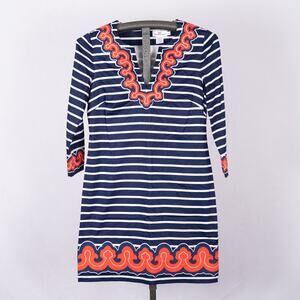 Vineyard Vines Women's Size 4 Nautical Blue & White Stripe w/ Orange Embroidery